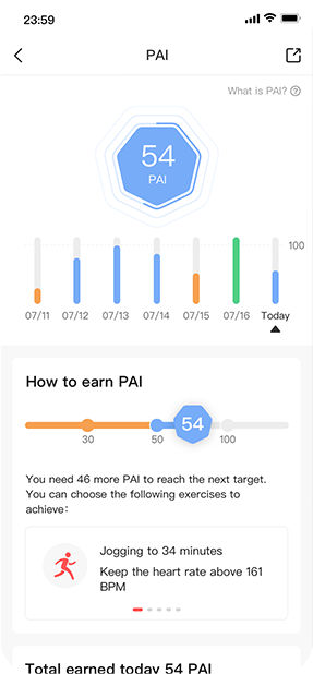 Zepp App - PAI Health recording
